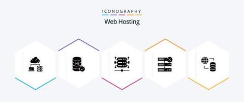Web Hosting 25 Glyph icon pack including . delete . web. database . server vector