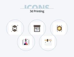 3d impresión plano icono paquete 5 5 icono diseño. forma. cubo. cubo. 3d. máquina vector