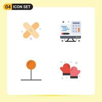 Universal Icon Symbols Group of 4 Modern Flat Icons of bandage pointer calculator technology baking Editable Vector Design Elements