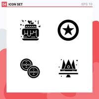 Set of Vector Solid Glyphs on Grid for hearts crown wedding coins king Editable Vector Design Elements