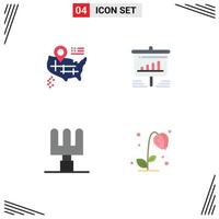 4 Universal Flat Icons Set for Web and Mobile Applications location tools presentation analytics floral Editable Vector Design Elements