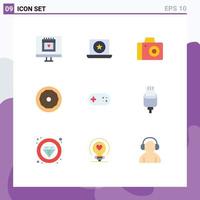 Pictogram Set of 9 Simple Flat Colors of bandage aid camera snack donut Editable Vector Design Elements