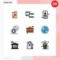 Stock Vector Icon Pack of 9 Line Signs and Symbols for thing case hobbies dvd install Editable Vector Design Elements