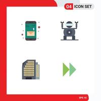 Set of 4 Modern UI Icons Symbols Signs for app control fast robot apartment media Editable Vector Design Elements