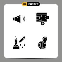 4 Universal Solid Glyphs Set for Web and Mobile Applications sound microbiology on wallet scientific research Editable Vector Design Elements