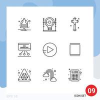 Pack of 9 creative Outlines of meeting presentation power marketing easter Editable Vector Design Elements