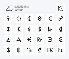 Currency 25 Line icon pack including money . cash . rican. costa vector