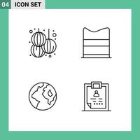 Set of 4 Modern UI Icons Symbols Signs for chinese globe year fashion clipboard Editable Vector Design Elements