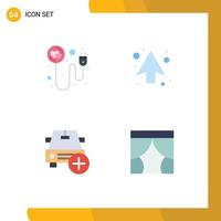 Mobile Interface Flat Icon Set of 4 Pictograms of heart car romance up plus Editable Vector Design Elements