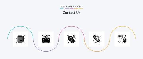 Contact Us Glyph 5 Icon Pack Including file. data. chat. wifi. communication vector