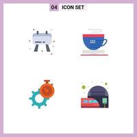 4 Flat Icon concept for Websites Mobile and Apps board setting tea timer railway station Editable Vector Design Elements