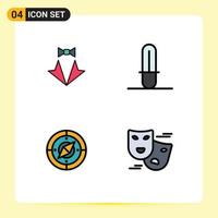 Mobile Interface Filledline Flat Color Set of 4 Pictograms of bow navigation suit light saber compass Editable Vector Design Elements