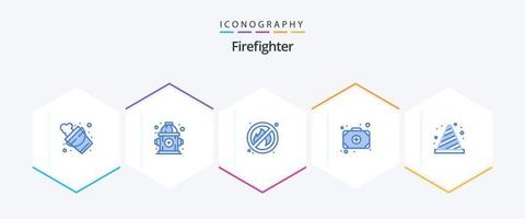 Firefighter 25 Blue icon pack including sign. buoy. no. block. doctor vector