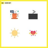 Pack of 4 Modern Flat Icons Signs and Symbols for Web Print Media such as cup layout tv break type tool Editable Vector Design Elements