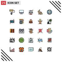 Pictogram Set of 25 Simple Filled line Flat Colors of component currency mortgage loan blockchain rabbit Editable Vector Design Elements