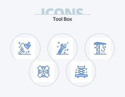 Tools Blue Icon Pack 5 Icon Design. . machinery. roller. industry. wrench vector