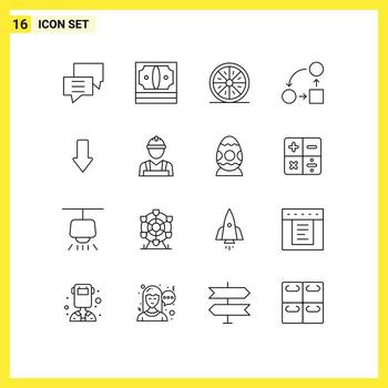 16 Universal Outlines Set for Web and Mobile Applications planning diagram money slice fruit Editable Vector Design Elements