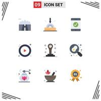 9 Thematic Vector Flat Colors and Editable Symbols of kitchen stationery complete stamp player Editable Vector Design Elements