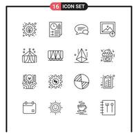 Pack of 16 creative Outlines of entertainment upload report photo chatting Editable Vector Design Elements