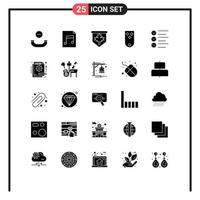 Universal Icon Symbols Group of 25 Modern Solid Glyphs of text format canada three military Editable Vector Design Elements