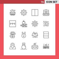 Group of 16 Outlines Signs and Symbols for education apple workspace wizard layout Editable Vector Design Elements