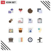 Universal Icon Symbols Group of 16 Modern Flat Colors of dessert bake cookie layers copy Editable Pack of Creative Vector Design Elements