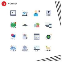 Mobile Interface Flat Color Set of 16 Pictograms of money clock edit book entertaiment Editable Pack of Creative Vector Design Elements