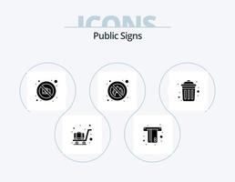 Public Signs Glyph Icon Pack 5 Icon Design. public. dustbin. image. place. fire vector
