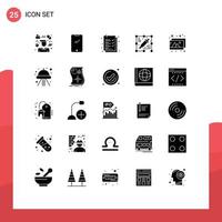 Group of 25 Modern Solid Glyphs Set for images process android creative list Editable Vector Design Elements