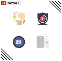 Pictogram Set of 4 Simple Flat Icons of marketing map bulb shield maps Editable Vector Design Elements