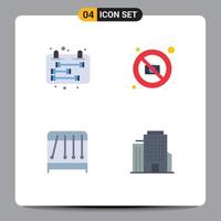 Set of 4 Commercial Flat Icons pack for business pendulum schedule no building Editable Vector Design Elements