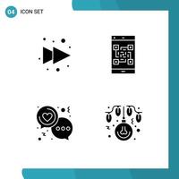 4 User Interface Solid Glyph Pack of modern Signs and Symbols of arrow day code scan love Editable Vector Design Elements