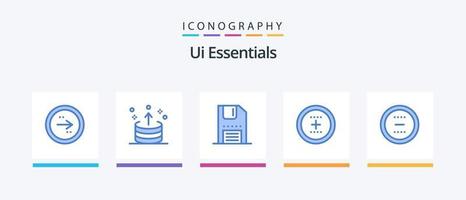 ui esenciales azul 5 5 icono paquete incluso interfaz. agregar. ui ahorrar. flexible. creativo íconos diseño vector