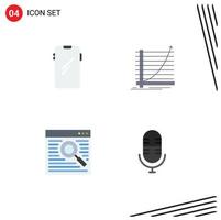 Pictogram Set of 4 Simple Flat Icons of phone goal huawei chart online Editable Vector Design Elements