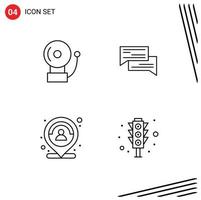 Pack of 4 Modern Filledline Flat Colors Signs and Symbols for Web Print Media such as alarm speech chat communication location Editable Vector Design Elements