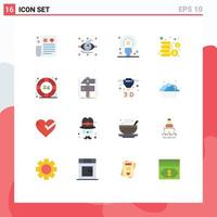 16 Universal Flat Color Signs Symbols of help coins view cash person Editable Pack of Creative Vector Design Elements