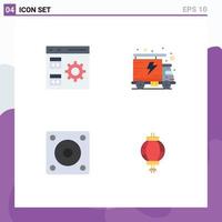 Group of 4 Modern Flat Icons Set for app gadgets development packet technology Editable Vector Design Elements