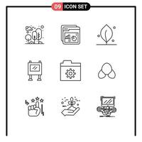 Universal Icon Symbols Group of 9 Modern Outlines of control billboard web advertising nature Editable Vector Design Elements