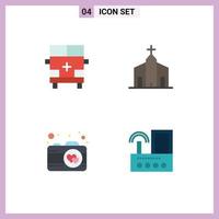 Flat Icon Pack of 4 Universal Symbols of ambulance monastery transportation christian photo Editable Vector Design Elements