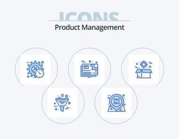 Product Management Blue Icon Pack 5 Icon Design. gear. document. inbox. time. manager vector