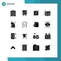 16 Universal Solid Glyphs Set for Web and Mobile Applications cleaning marketing direction online desktop Editable Vector Design Elements