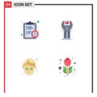 Pack of 4 creative Flat Icons of clock cucumber estimate development mask Editable Vector Design Elements