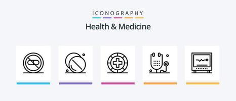 salud y medicina línea 5 5 icono paquete incluso aptitud física. aplicación forma. hospital. salud. creativo íconos diseño vector