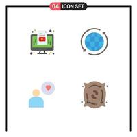 Modern Set of 4 Flat Icons and symbols such as computer man monitor internet heart Editable Vector Design Elements