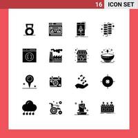 Modern Set of 16 Solid Glyphs Pictograph of develop browser gaming firework china Editable Vector Design Elements