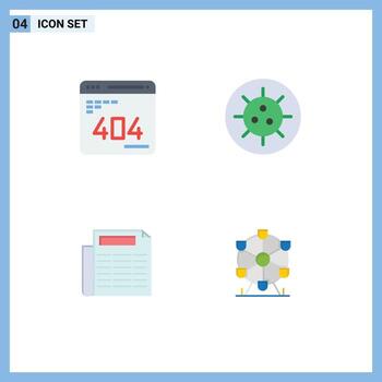 Editable Vector Line Pack of 4 Simple Flat Icons of develop paper web disease atomium Editable Vector Design Elements