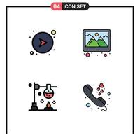 Set of 4 Modern UI Icons Symbols Signs for arrows chemistry right picture science Editable Vector Design Elements