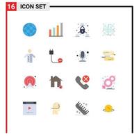 Group of 16 Modern Flat Colors Set for people monk internet snow snow Editable Pack of Creative Vector Design Elements