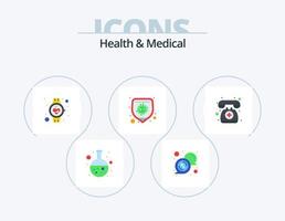 salud y médico plano icono paquete 5 5 icono diseño. médico en llamar. enfermedad. derrotar. bacterias inteligente reloj vector