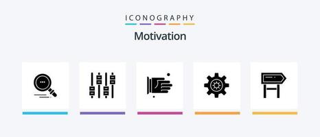 Motivation Glyph 5 Icon Pack Including motivation. board. handshake. direction. setting. Creative Icons Design vector